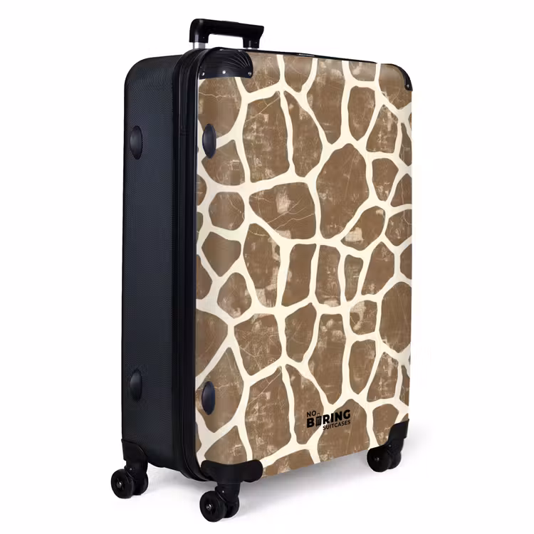 Giraf - Patroon - Beige - Bruin NBS - Handbagage koffer - Volwassenen Unisex middel -productfoto_3d