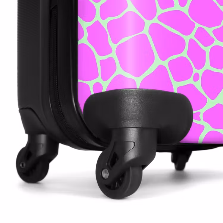 Giraffeprint in lichtgroen en paars NBS - Handbagage koffer - Volwassenen Unisex middel -wiel