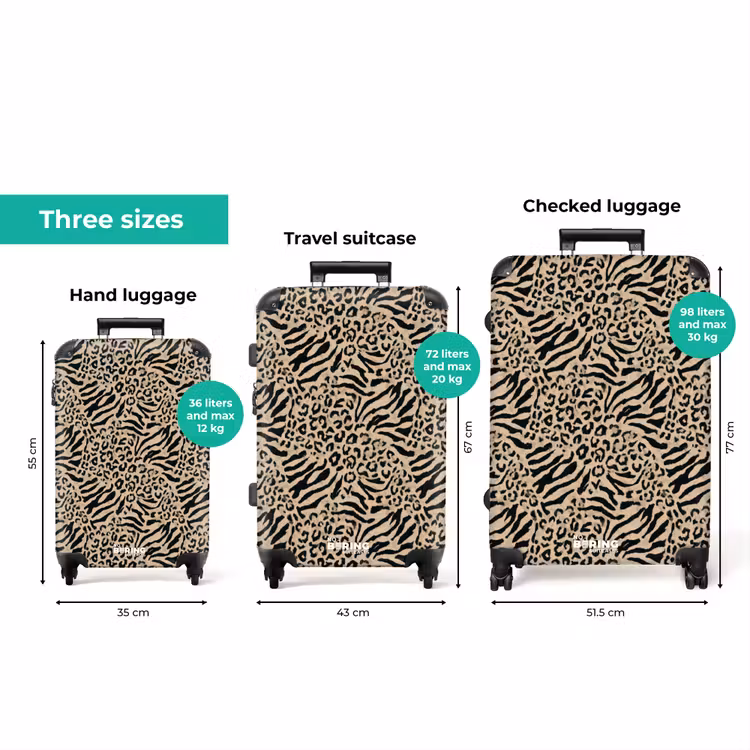Giraf - Zebra - Motief - Bruin NBS - Handbagage koffer - Volwassenen Unisex middel zzzzzzVergelijking_3EN