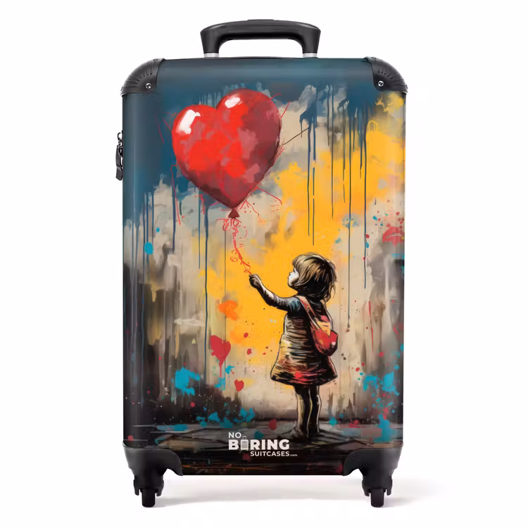 Meisje met ballon in graffiti stijl NBS - Handbagage koffer - Volwassenen Unisex middel -productfoto_recht