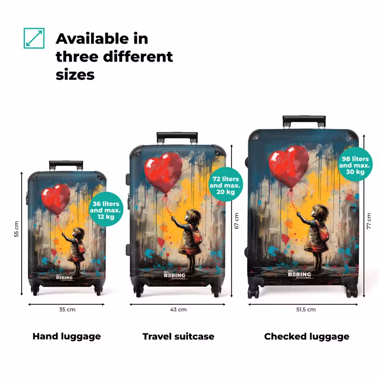Meisje met ballon in graffiti stijl NBS - Handbagage koffer - Volwassenen Unisex middel zzzzzzVergelijking_3EN