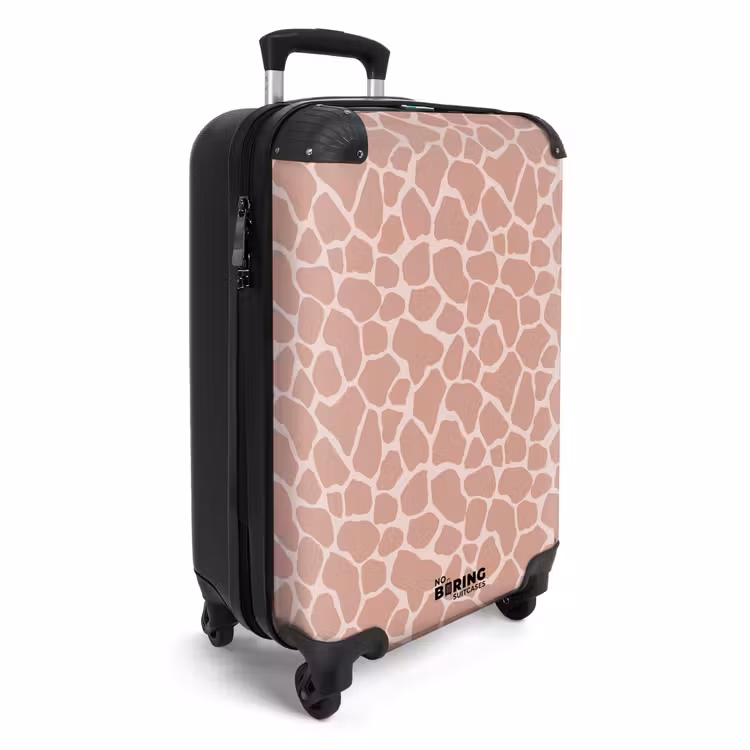 Girraffenpatroon op lichtroze NBS - Handbagage koffer - Volwassenen Unisex middel -productfoto_3d