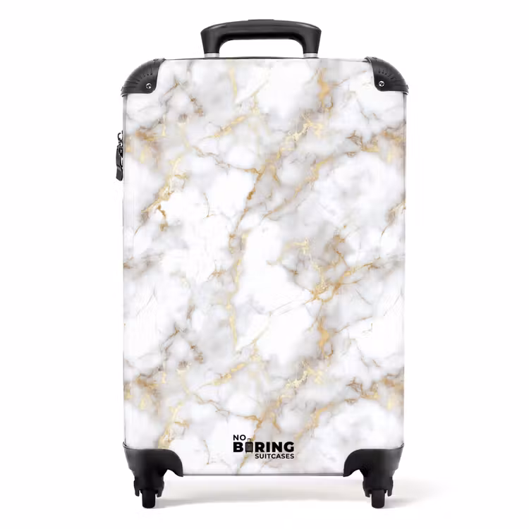 Gouden aders - Marmer - Wit NBS - Handbagage koffer - Volwassenen Unisex middel -productfoto_recht