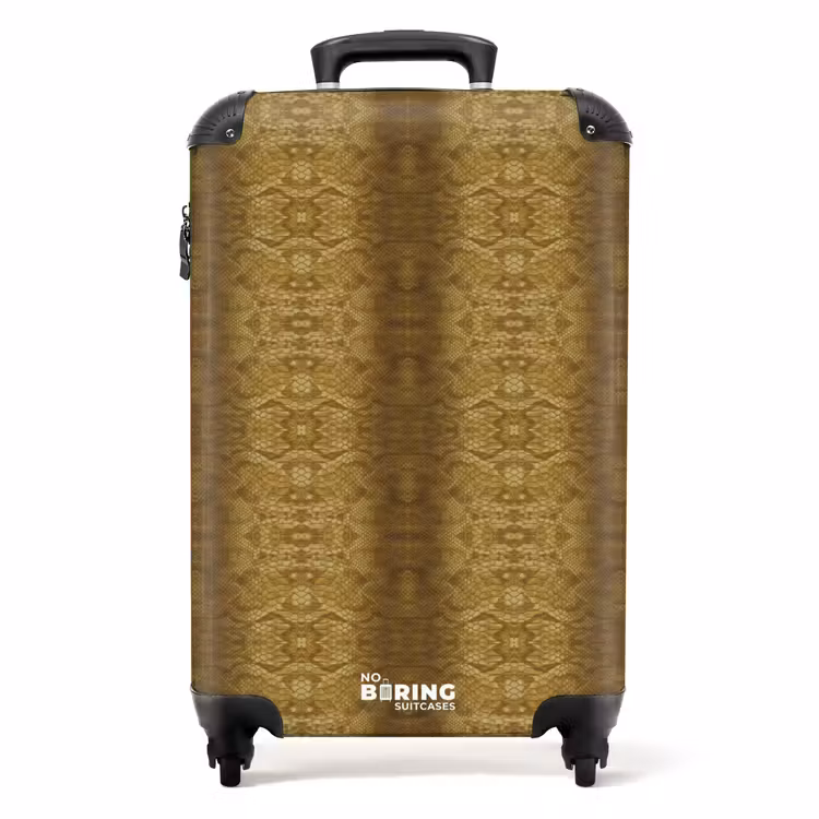 Goud gele slangenhuid met symmetrische schubstructuur NBS - Handbagage koffer - Volwassenen Unisex middel -productfoto_recht