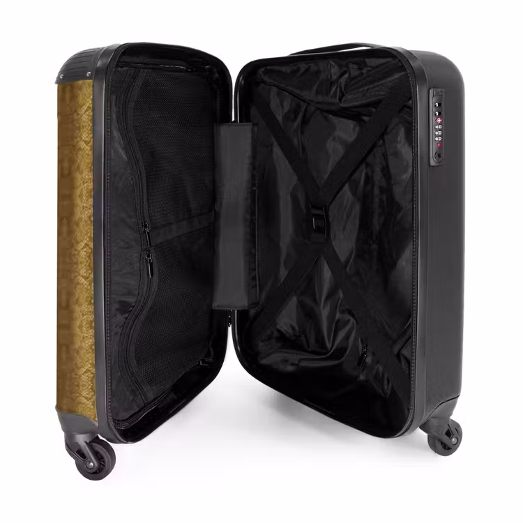 Goud gele slangenhuid met symmetrische schubstructuur NBS - Handbagage koffer - Volwassenen Unisex middel -binnenkant
