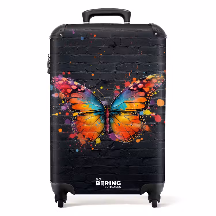 Graffiti vlinder met felle kleuren NBS - Handbagage koffer - Unisex middel -productfoto_recht