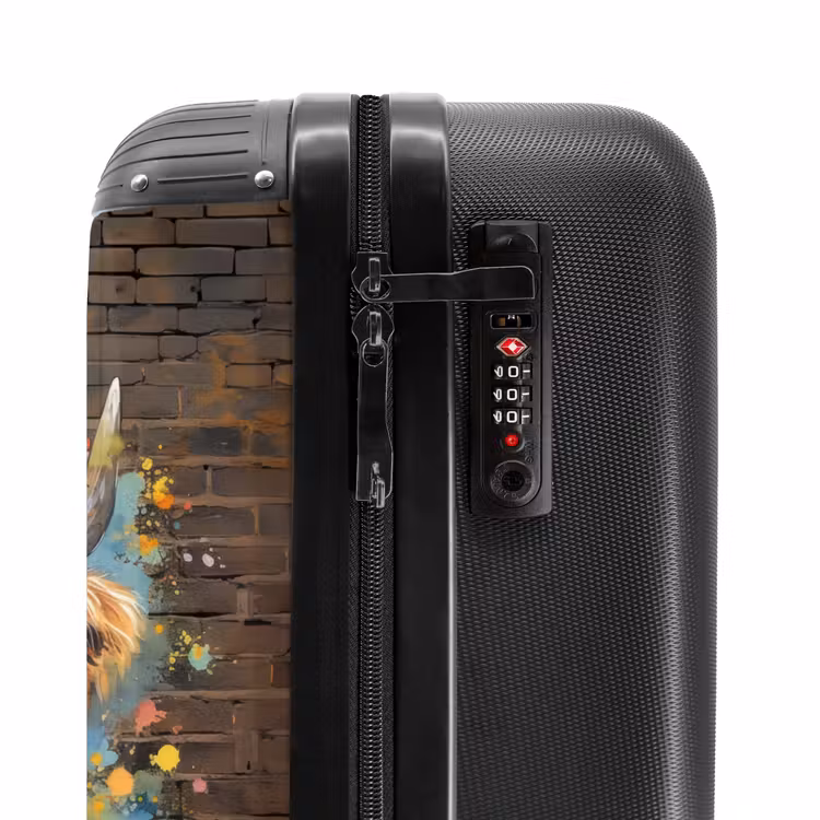 Graffiti schotse hooglander met bloemen NBS - Handbagage koffer - Unisex middel -slot