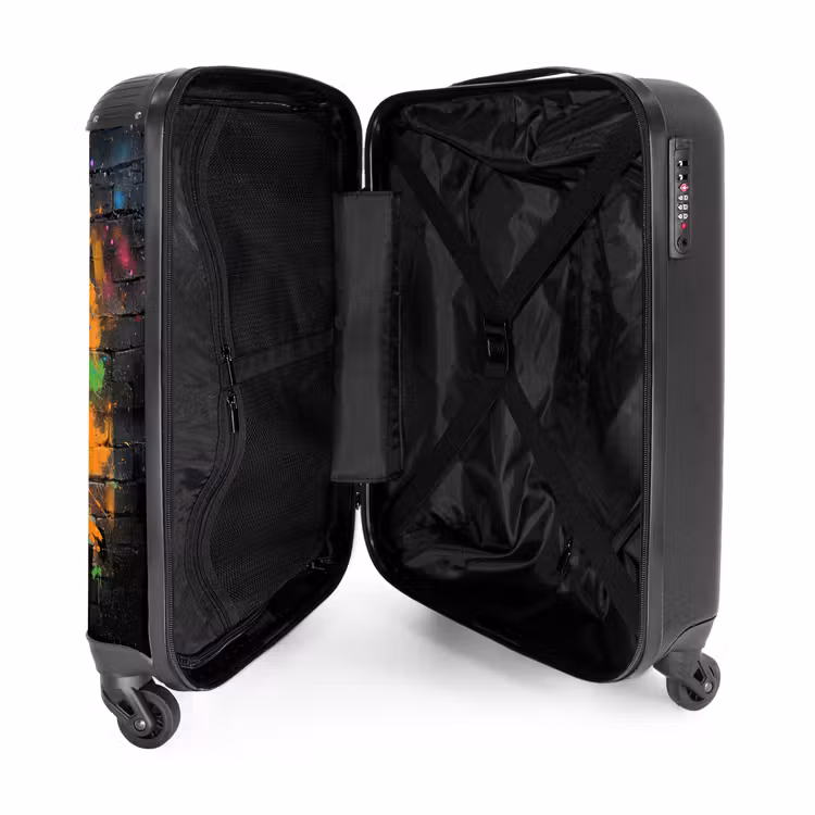 Graffiti voetbal met felle kleuren NBS - Handbagage koffer - Unisex middel -binnenkant