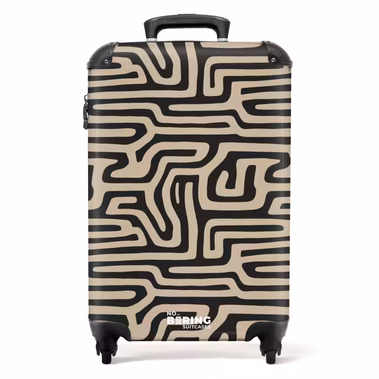 Grafisch - Lijnen - Zwart NBS - Handbagage koffer - Volwassenen Unisex middel -productfoto_recht