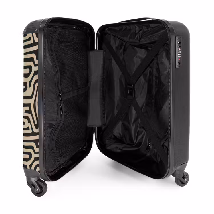 Grafisch - Lijnen - Zwart NBS - Handbagage koffer - Volwassenen Unisex middel -binnenkant