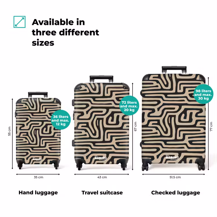 Grafisch - Lijnen - Zwart NBS - Handbagage koffer - Volwassenen Unisex middel zzzzzzVergelijking_3EN