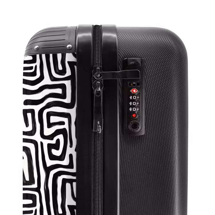 Grafisch - Lijnen - Zwart - Wit NBS - Handbagage koffer - Volwassenen Unisex middel -slot