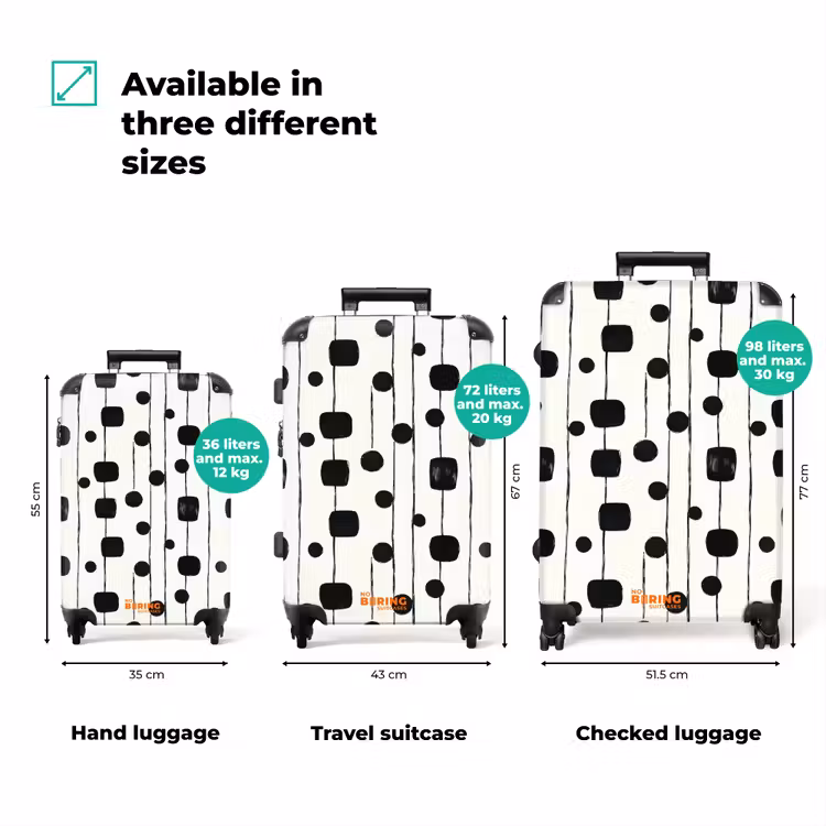 Grafisch - Modern - Zwart NBS - Handbagage koffer - Volwassenen Unisex middel zzzzzzVergelijking_3EN