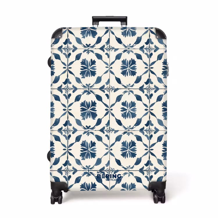 Grafisch - Tegel - Blauw NBS - Handbagage koffer - Volwassenen Unisex middel -productfoto_recht