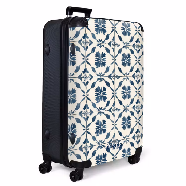 Grafisch - Tegel - Blauw NBS - Handbagage koffer - Volwassenen Unisex middel -productfoto_3d