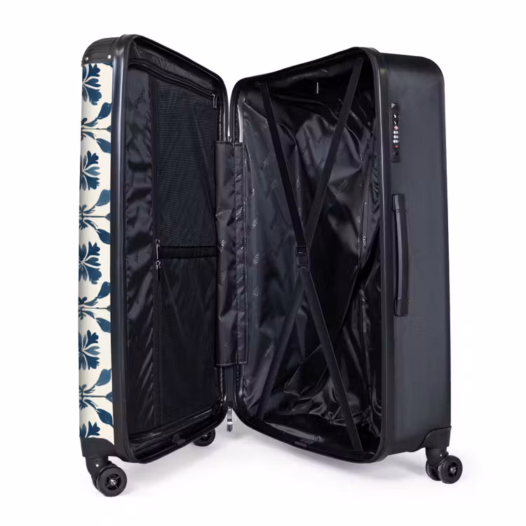Grafisch - Tegel - Blauw NBS - Handbagage koffer - Volwassenen Unisex middel -wiel