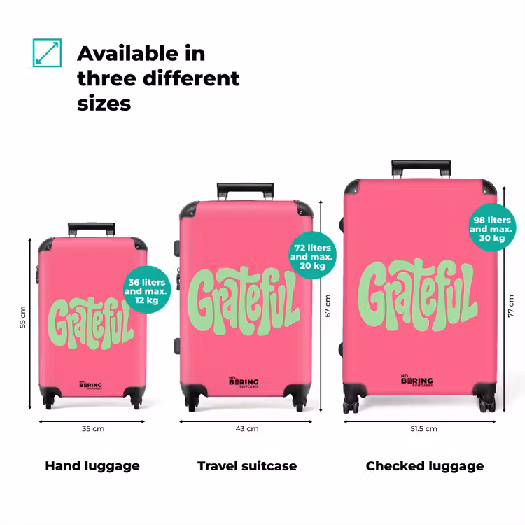 Grateful - Groen - Grafisch - Vloeiend NBS - Handbagage koffer - Volwassenen Unisex middel zzzzzzVergelijking_3EN