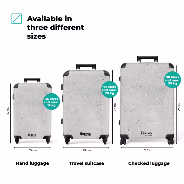 Grijs - Beton - Neutraal NBS - Handbagage koffer - Volwassenen Unisex middel zzzzzzVergelijking_3EN