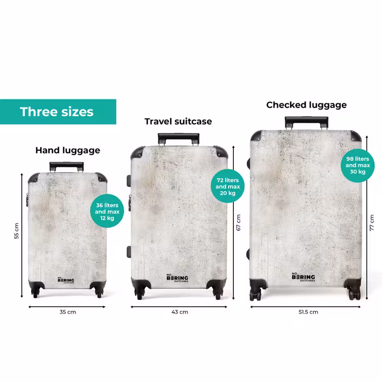 Grijs - Beton - Verweerd NBS - Handbagage koffer - Volwassenen Unisex middel zzzzzzVergelijking_3EN
