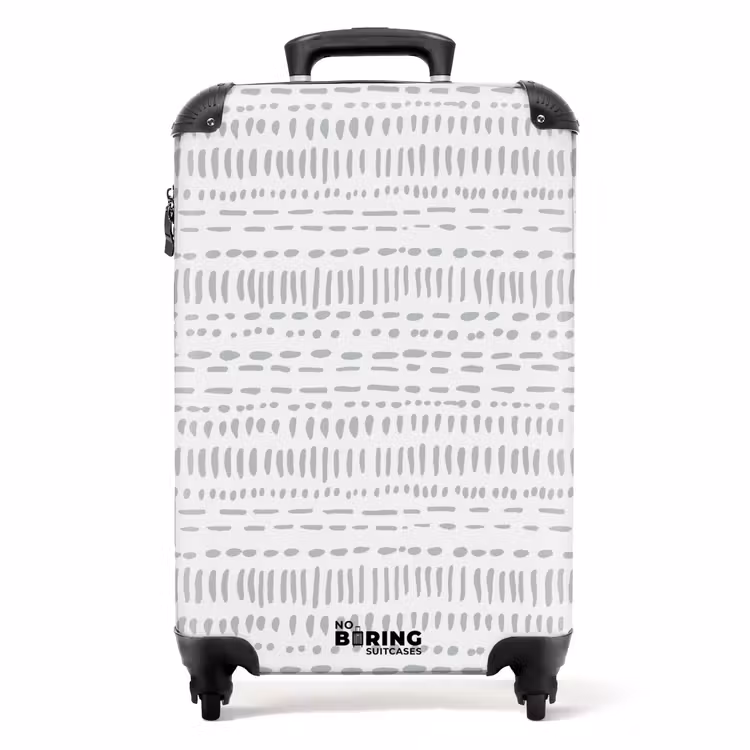 Grijs stippelstrepenmotief NBS - Handbagage koffer - Volwassenen Unisex middel -productfoto_recht
