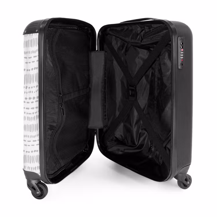 Grijs stippelstrepenmotief NBS - Handbagage koffer - Volwassenen Unisex middel -binnenkant