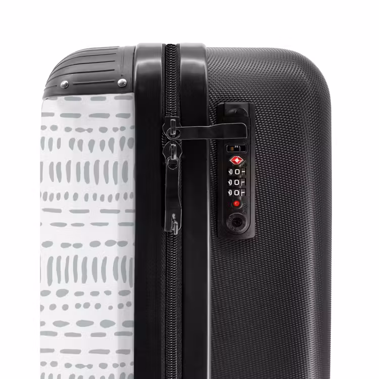 Grijs stippelstrepenmotief NBS - Handbagage koffer - Volwassenen Unisex middel -slot