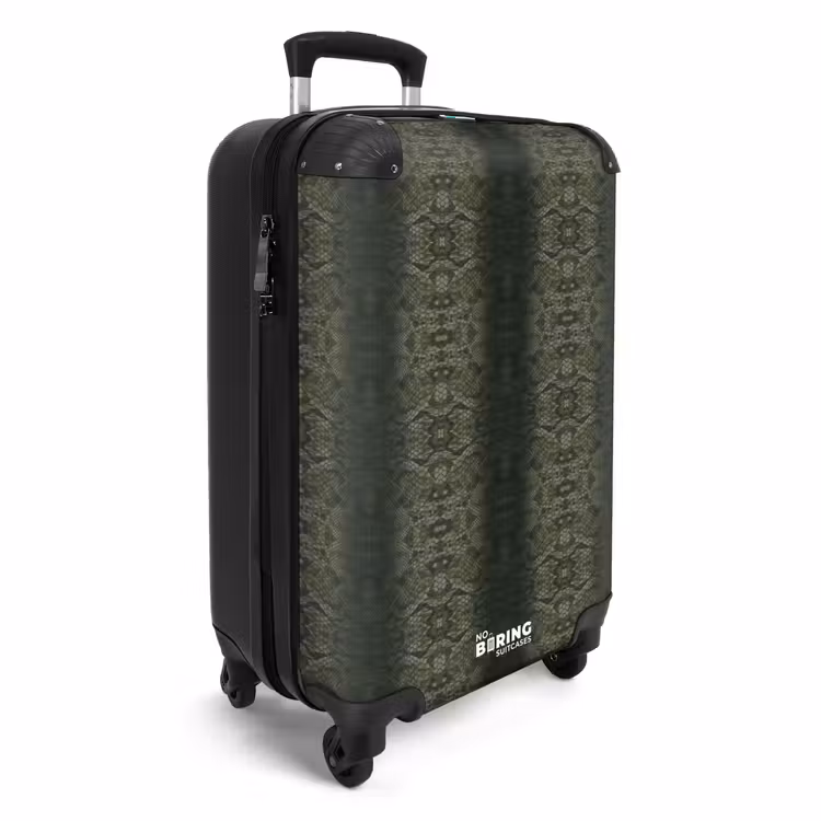 Grijs groene slangenhuid met symmetrische schubstructuur NBS - Handbagage koffer - Volwassenen Unisex middel -productfoto_3d