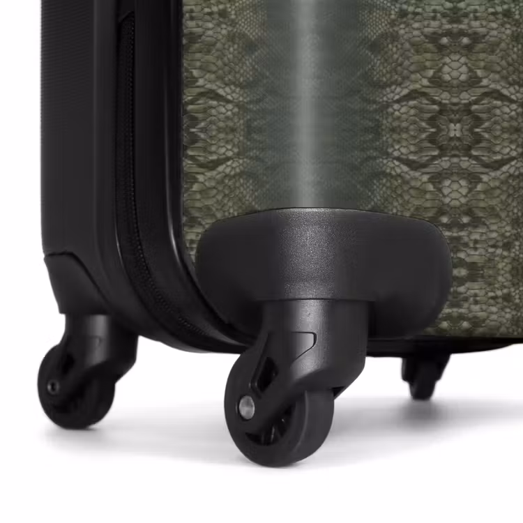 Grijs groene slangenhuid met symmetrische schubstructuur NBS - Handbagage koffer - Volwassenen Unisex middel -wiel