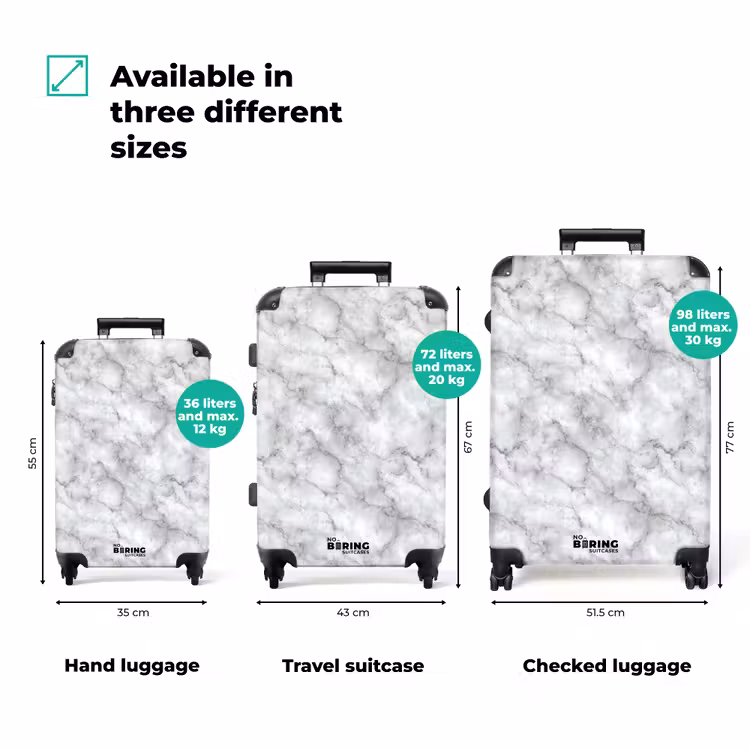 Grijs - Marmer - Klassiek - Aders NBS - Handbagage koffer - Volwassenen Unisex middel zzzzzzVergelijking_3EN