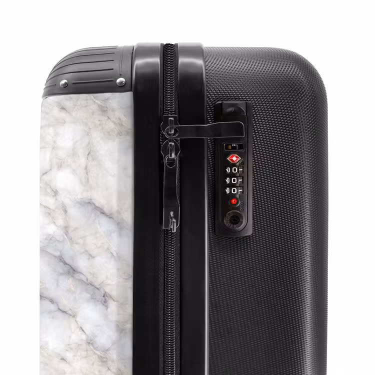 Grijs - Marmer - Gedetailleerd NBS - Handbagage koffer - Volwassenen Unisex middel -slot
