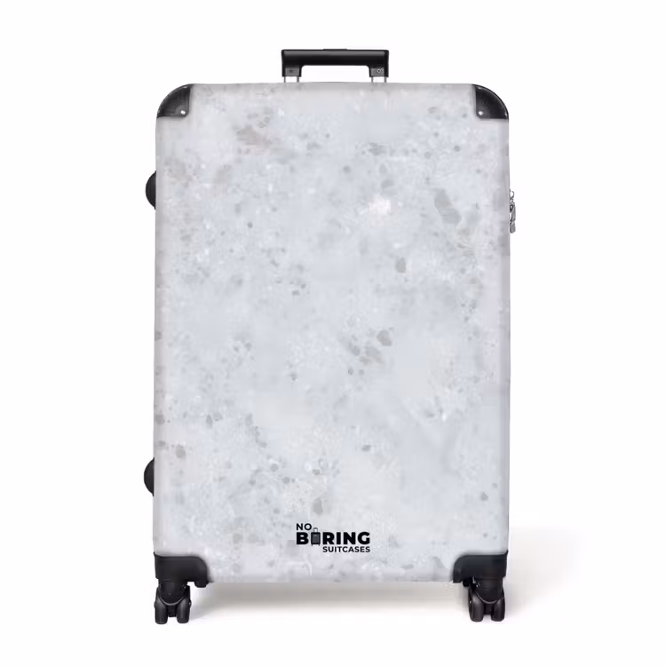 Grijs - Terrazzo-effect - Beton NBS - Handbagage koffer - Volwassenen Unisex middel -productfoto_recht