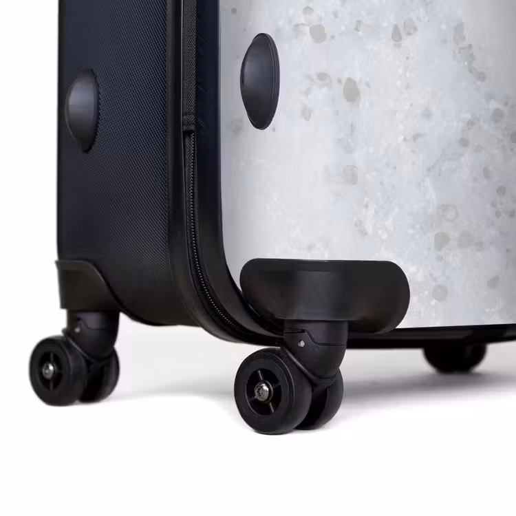 Grijs - Terrazzo-effect - Beton NBS - Handbagage koffer - Volwassenen Unisex middel -achterkant
