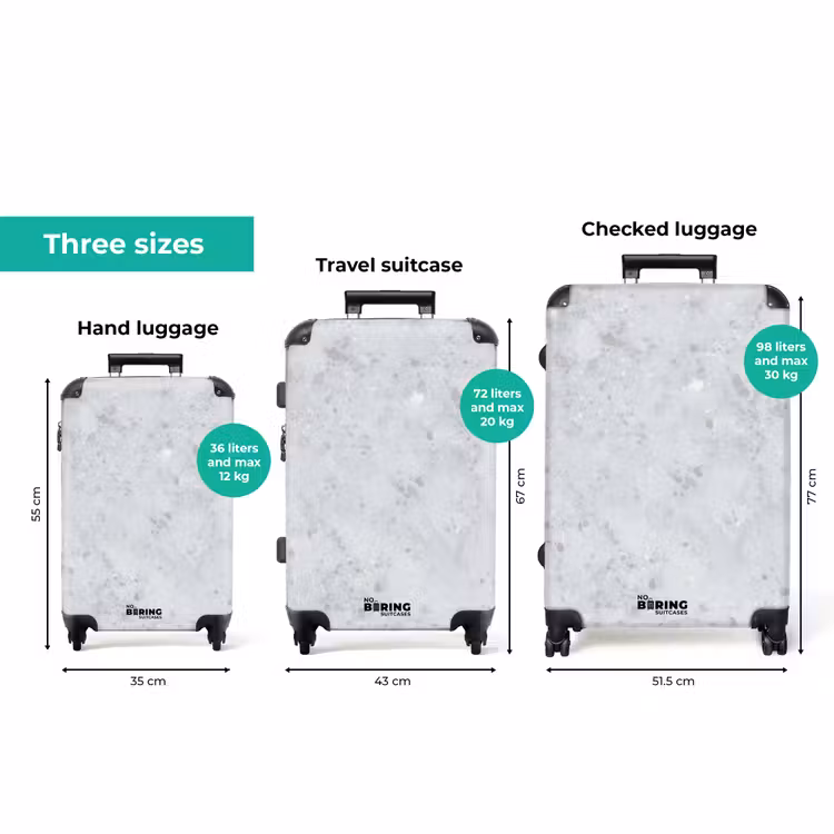 Grijs - Terrazzo-effect - Beton NBS - Handbagage koffer - Volwassenen Unisex middel zzzzzzVergelijking_3EN
