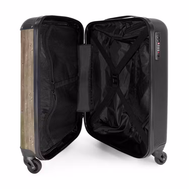 Vergrijsd vurenhout met ruwe textuur NBS - Handbagage koffer - Volwassenen Unisex middel -binnenkant