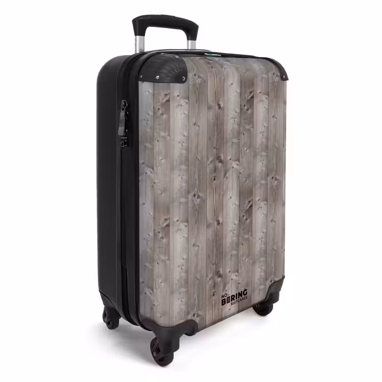 Vergrijsd hout met noesten en verticale lijnen NBS - Handbagage koffer - Volwassenen Unisex middel -productfoto_3d