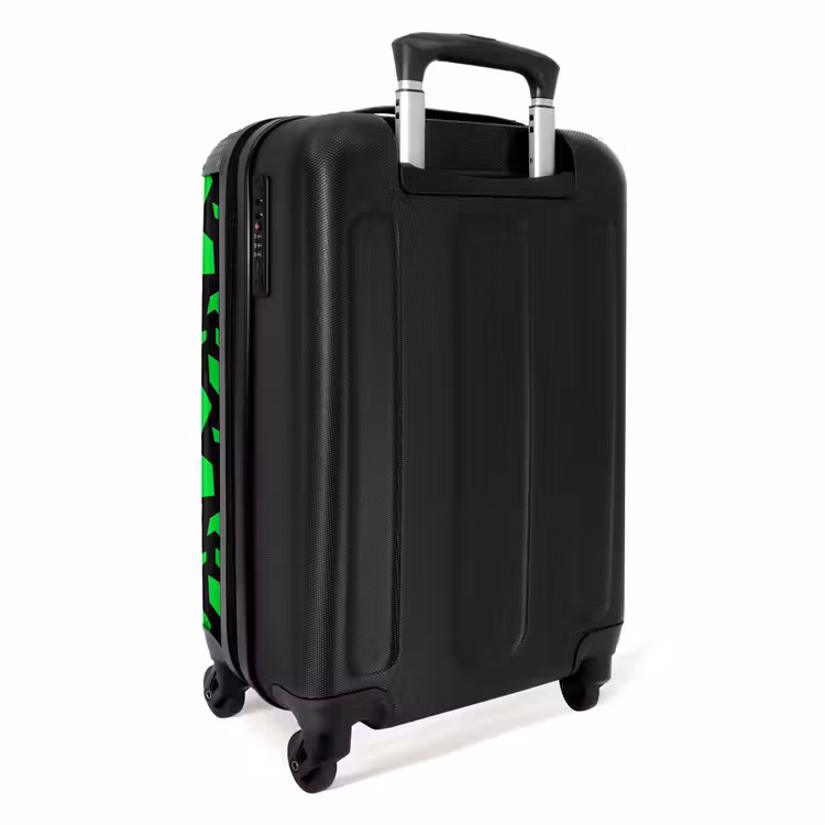 Groene fragmenten op zwart NBS - Handbagage koffer - Volwassenen Unisex middel -achterkant