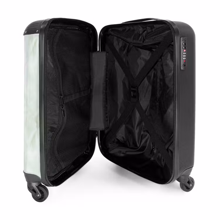 Groen - Marmer - Vloeiende aders NBS - Handbagage koffer - Volwassenen Unisex middel -binnenkant