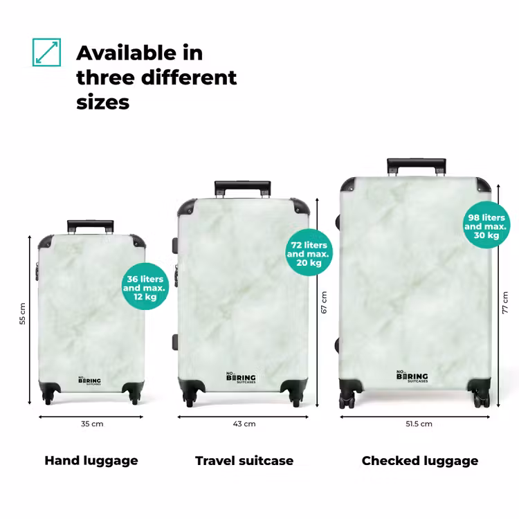 Groen - Marmer - Vloeiende aders NBS - Handbagage koffer - Volwassenen Unisex middel zzzzzzVergelijking_3EN