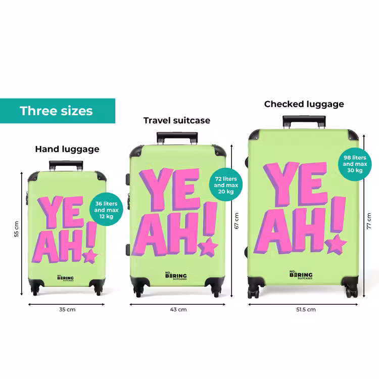 Groen - Neon - Quote NBS - Handbagage koffer - Volwassenen Unisex middel zzzzzzVergelijking_3EN