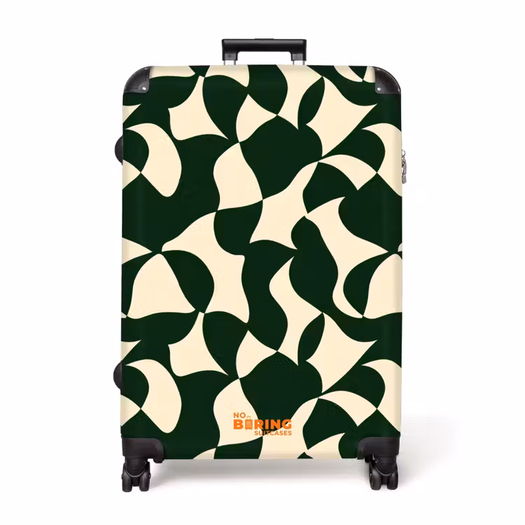 Groen - Organische vlakken - Crème NBS - Handbagage koffer - Volwassenen Unisex middel -productfoto_recht