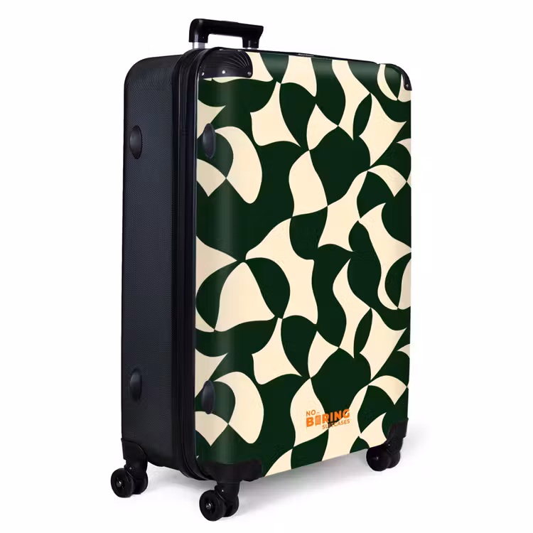 Groen - Organische vlakken - Crème NBS - Handbagage koffer - Volwassenen Unisex middel -productfoto_3d