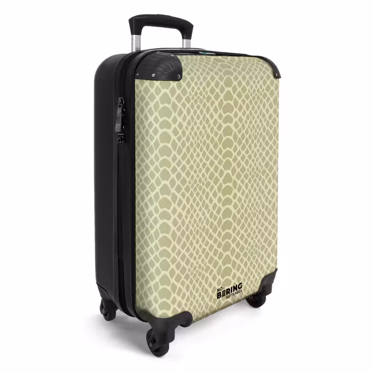 Beige slangenhuidmotief met symmetrisch patroon NBS - Handbagage koffer - Volwassenen Unisex middel -productfoto_3d