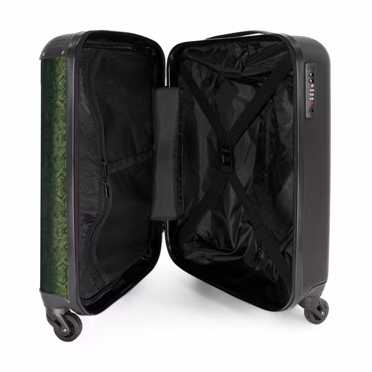 Groen slangenhuid met symmetrische schubstructuur NBS - Handbagage koffer - Volwassenen Unisex middel -binnenkant