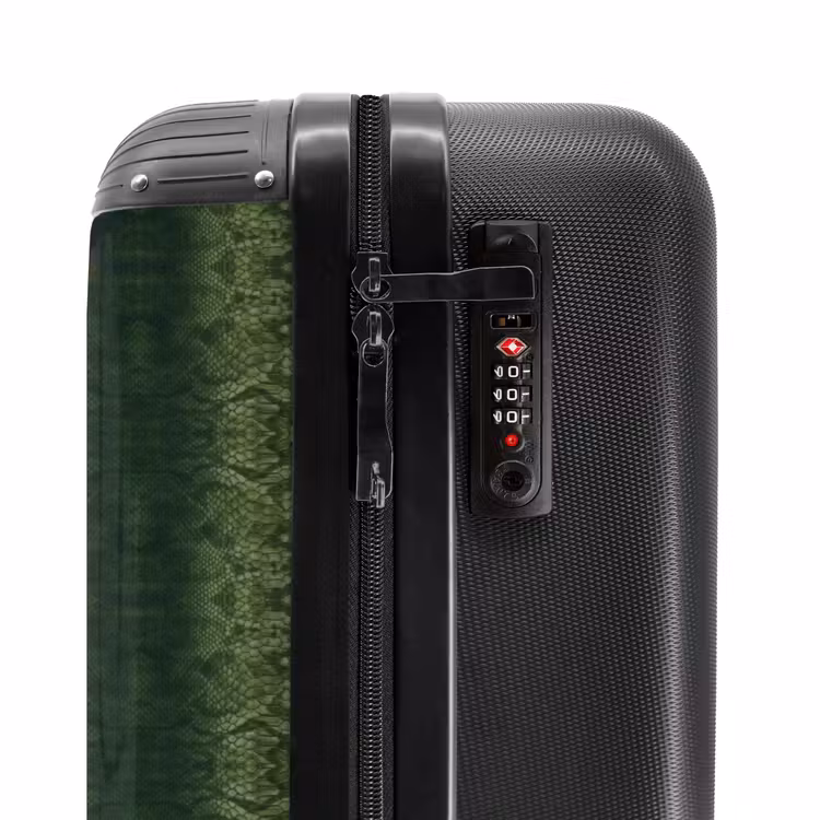 Groen slangenhuid met symmetrische schubstructuur NBS - Handbagage koffer - Volwassenen Unisex middel -slot