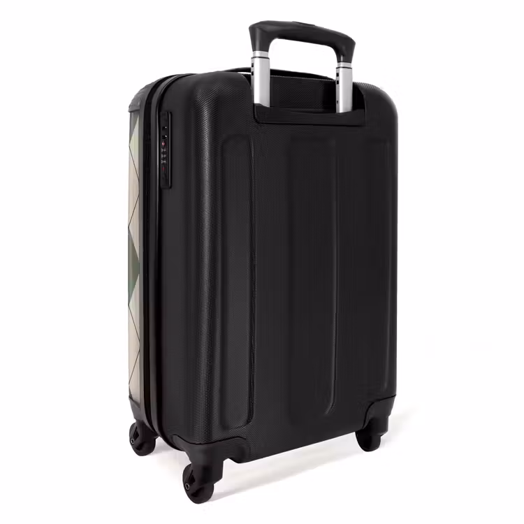 Groen met beige ruit patroon NBS - Handbagage koffer - Unisex middel -achterkant