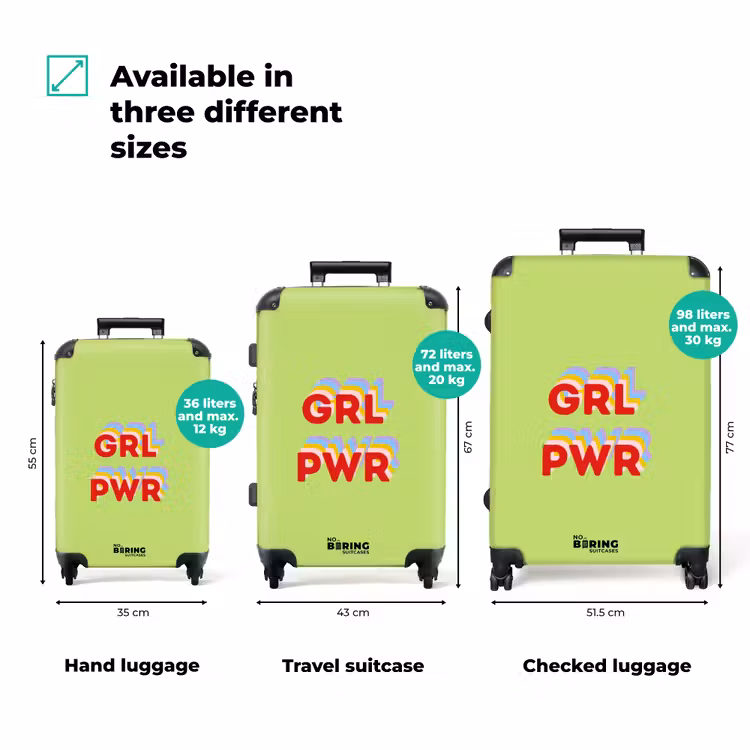 Grl pwr - Groen - Rood - 3D NBS - Handbagage koffer - Volwassenen Unisex middel zzzzzzVergelijking_3EN