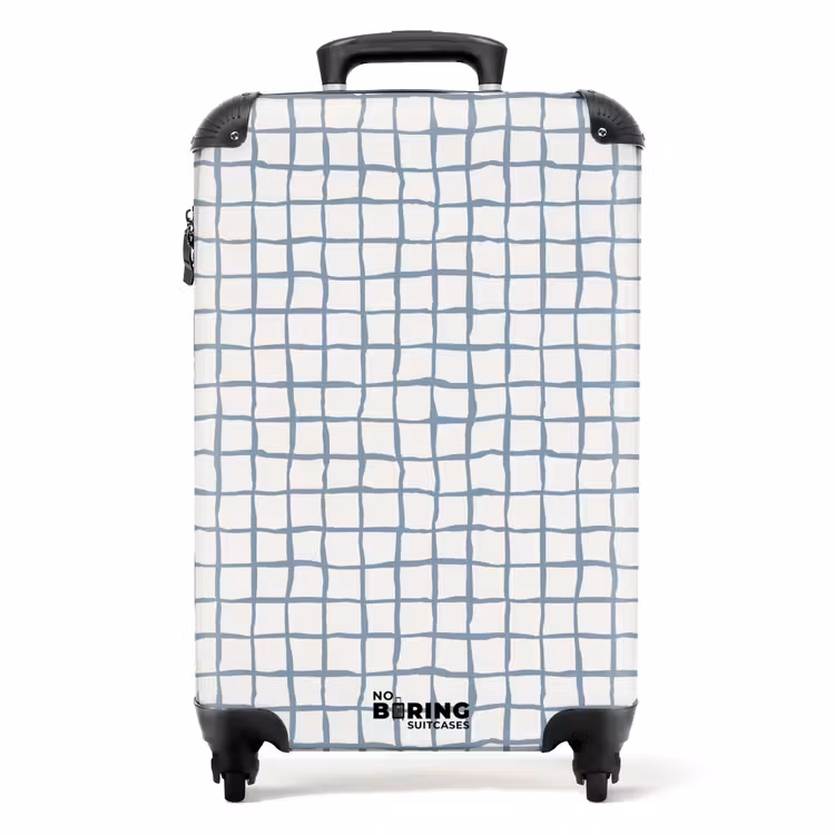 Handgetekend blauw raster met zachte hoeken NBS - Handbagage koffer - Volwassenen Unisex middel -productfoto_recht