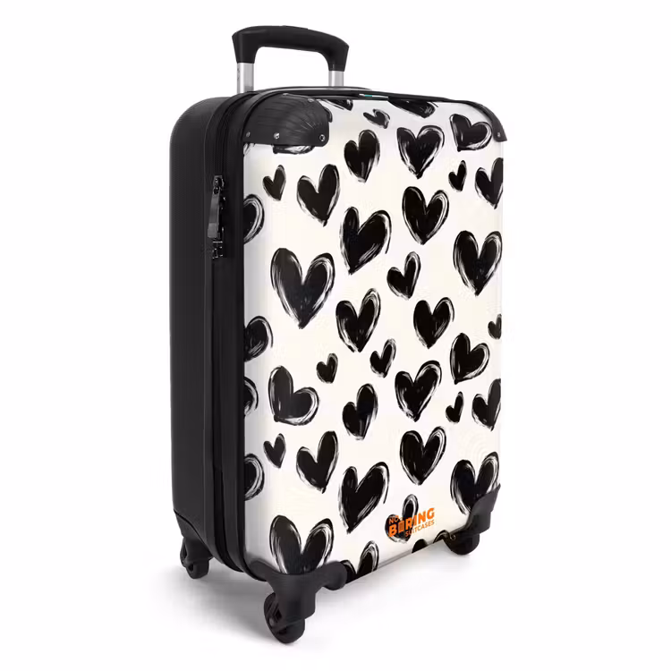 Hartjes - Patroon - Zwart NBS - Handbagage koffer - Volwassenen Unisex middel -productfoto_3d