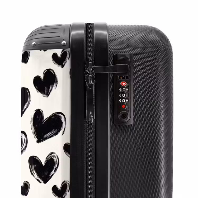 Hartjes - Patroon - Zwart NBS - Handbagage koffer - Volwassenen Unisex middel -slot