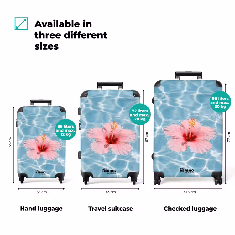 Hibiscus - Water - Roze NBS - Handbagage koffer - Volwassenen Unisex middel zzzzzzVergelijking_3EN